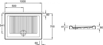 Душевой поддон 100x70 Jacob Delafon Kyreo EN112-00 слив 90 мм, белый