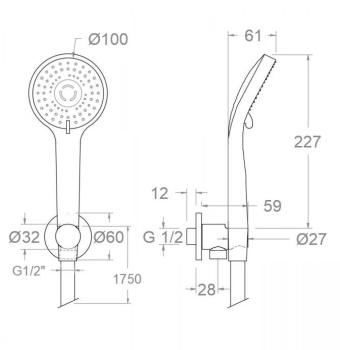 Душевой набор Ramonsoler встраиваемый черный 3782BTNM