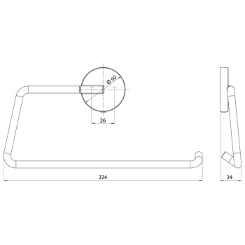 Полотенцедержатель-кольцо Emco Round подвесной, 224mm, черный 4355 133 00
