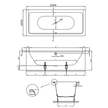 Стальная ванна Bette Free 200x100 6832-000 PLUS AR