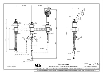 Смеситель на борт ванны Gessi Venti20 65043.710 Brass PVD