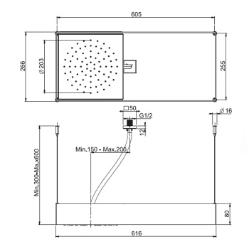 Верхний душ Moove потолочного монтажа Fima Carlo Frattini Wellness в черной матовой раме, передвижной модуль подачи воды, хром F2993NCR