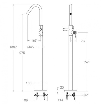 Смеситель для ванны Ramonsoler Odisea напольный joya золото 598503SOC