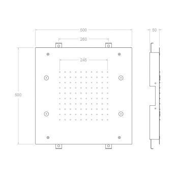 Верхний душ Ramonsoler Hydrotherapy встраиваемый квадратный 2 режима RELNK500