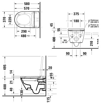 Подвесной унитаз Duravit D-Neo 2502092096 с покрытием Hygieneglaze белый (для Sensowash 614700012002340)