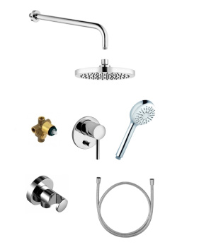 Kludi Bozz Душевой комплект ,хром :смеситель, верхний душ, ручной душ ,шланг,держатель
