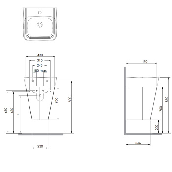 Тумба подвесная под раковину Azzurra Build 50, 44х47х50, с 1 ящиком, olmo naturale MBB 50 S N