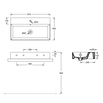 Раковина накладная Alice Spy 81x46хВ13,5, с отверстием под смеситель, белый глянцевый, 34330101