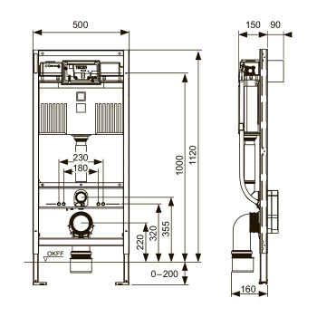 Модуль для монтажа унитазов с вошлетами Tece 9300379