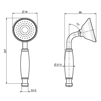 Ручной душ из латуни Fima Carlo Frattini Wellness с белой керамической ручкой, бронза F2104BR