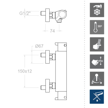 Смеситель термостатический Ramonsoler Drako для душа 333402S