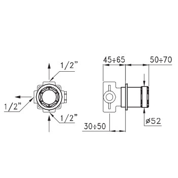 Встраиваемый переключатель для душа Stella Timeaster 0/153 на 2 выхода, круглая ручка d=52 хром, ручка черная TA 01202 CR00N
