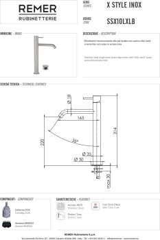 Смеситель для раковины Remer X-style SSX10LXLB хром
