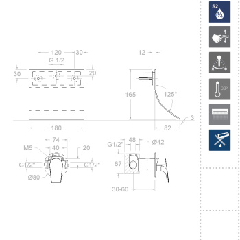 Смеситель для раковины Ramonsoler Urban Chic встраиваемый 211691