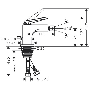 Axor Citterio Смеситель для биде, 1 отв., цвет: хром 39214000