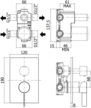Смеситель для душа Paffoni Rock RO018CR (с внутренней частью)