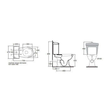 Комплект вертикальных крепежей для унитаза Simas F90br бронза