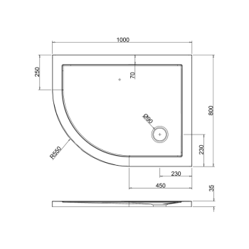 Поддон Burlington 1000x800 левосторонний Z1199