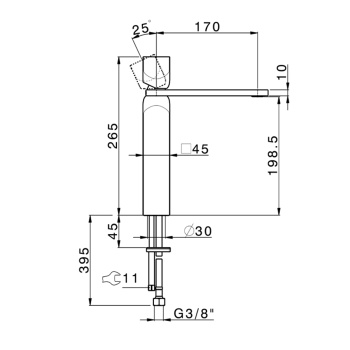 Смеситель для раковины Cisal Hi-rise RI00354421 хром