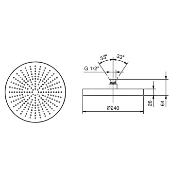 Верхний душ Fantini Nostromo 24 см, нерж сталь 86 93 8083