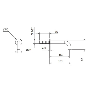 Излив смесителя для раковины Fantini Fontane Bianche настенный, Matt Gun Metal PVD 47 P5 8442