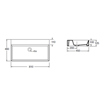 Раковина подвесная Azzurra Elegance Squared 81х46см без отв. под смеситель, белый ELLP080450Q0BI/(EQA80 bi)*0