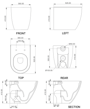 Чаша напольного унитаза GSG Ceramic Design Like LKWC01000P белый глянцевый