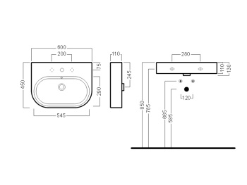 Раковина подвесная Hatria AREA Y0UH01