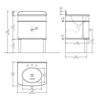 Тумба под раковину Devon&Devon Music Juninior 68х96.8 столешница NERO ASSOLUTO, мебели CREAM без раковины MUJUNEASCREAM