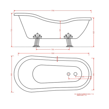 Ванна из искусственного камня Artceram Hermitage 170x80 HEW001 71 cr
