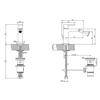Смеситель для биде Gessi Emporio Via manzoni 38607.149 Finox Brushed Nickel