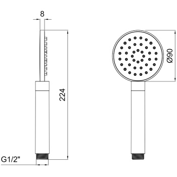 Лейка душевая ручная Posh Almar 90 с одним типом струи, черный металл брашированный pvd E082108.AB