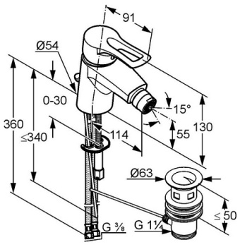 СМЕСИТЕЛЬ KLUDI MX 332150562 ДЛЯ БИДЕ
