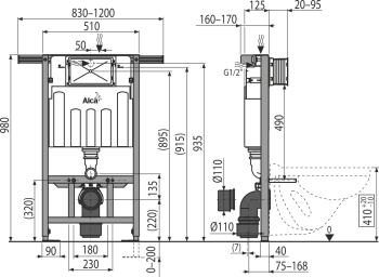 Инсталляция для унитаза AlcaPlast Jadromodul AM102/1000