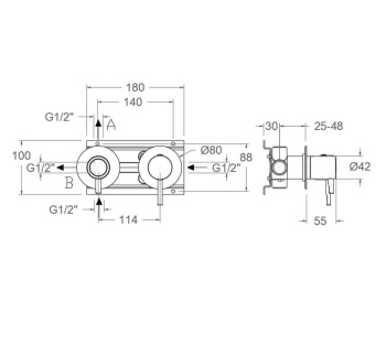 Смеситель для душа Ramonsoler Odisea встраиваемый на 2 выхода 391512HS