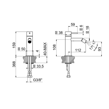 Смеситель для биде Carimali Iltondo на 1 отверстие без донного клапана, хром 0-ITD3701-CR