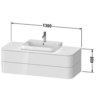 Duravit Happy D.2 Plus Столешница 16x1300x550мм для тумбы #HP4932, HP4942, HP4952 ,HP4962, HP4972 с вырезом под 1 раковину, цвет: graphite supermatt