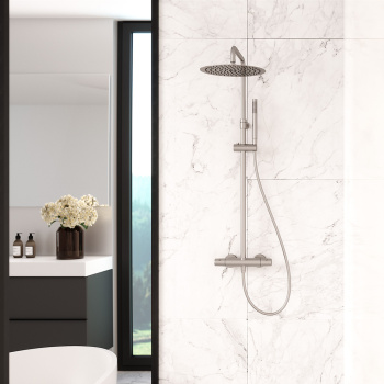 Душевая система Ramonsoler Tzar термостатическая без излива с регулировкой высоты никель 345402RM250NC