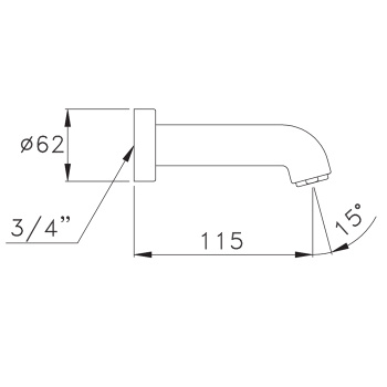 Настенный излив для ванны Stella Aster 0/251, длина 115 хром AT 09009 CR00