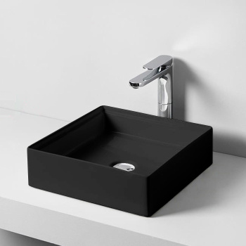 Artceram Scalino Раковина 38х38 см, без отв., накладная, без слив-перелива, цвет: черный матовый SCL