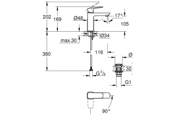 Смеситель для раковины Grohe Cubeo 1017570000