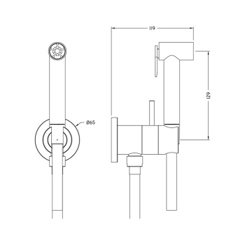 Гигиенический душ со шлангом Cisal Shower 120 см,вывод с держателем и встроенный прогрессивный картридж,лейка латунь, Nichel Spazzolato CV0079752F