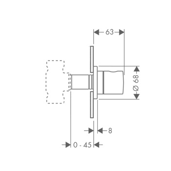 Запорный вентиль Axor Uno внешняя часть 38976000, хром глянец