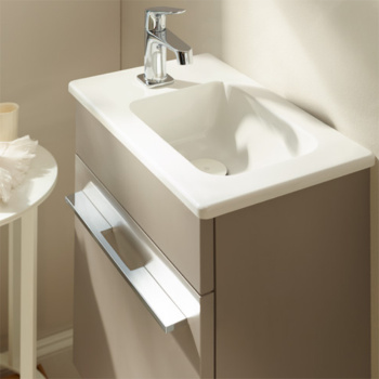 BurgBad Bel База подвесная с  умыв. из минер литья 42х27х49.5см, 1 дверка, правое испол.-раковина справа, отв слева, цвет: серый матовый  SEDP042RF1775G0036C0001*1