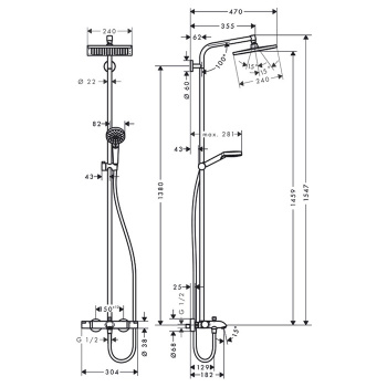 Hansgrohe Crometta E 240 1jet Showerpipe Душевая стойка для ванны, хром