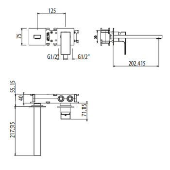 Смеситель встраиваемый Gattoni Kubik 2539/25BO белый