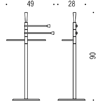 Напольная стойка Colombo Isole Piantane 90см с 3мя держателями для полотенец, хром B9403N.CR