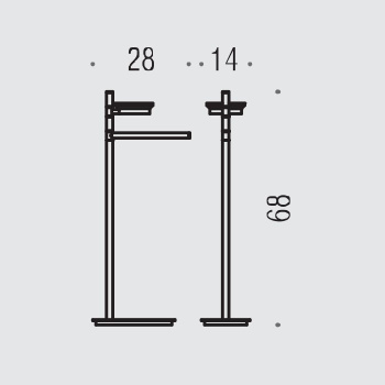 Стойка с аксессуарами Colombo Square 68см, мыльница, полотенцедержатель, хром B9902.CR