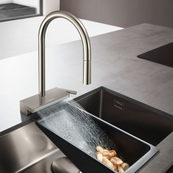 Смеситель для кухни, Hansgrohe, Aquno Select M81, цвет-под сталь
