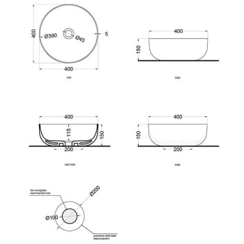 Раковина накладная Cielo Era Eco BAERA40 LN 40 см коричневый